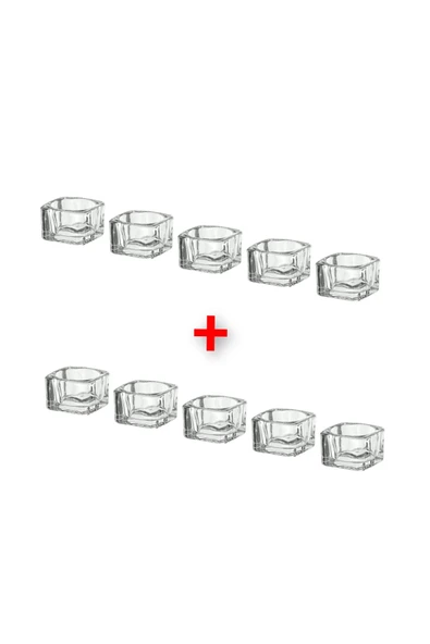 IKEA 10 Adet Tealight Mumluk 5x5x3,5 Cm İkea 10'lu Set Şeffaf Cam Mumluk Mum Tabağı