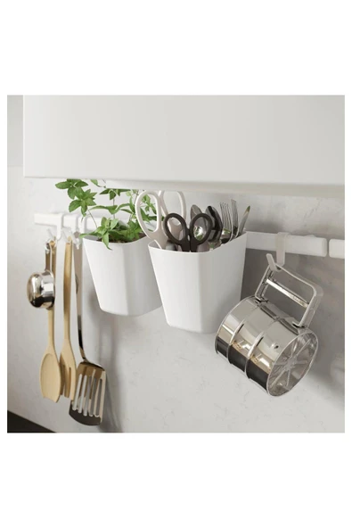 IKEA SUNNERSTA beyaz duvar rayı 4 kancalı ve 2 kutulu set - 3