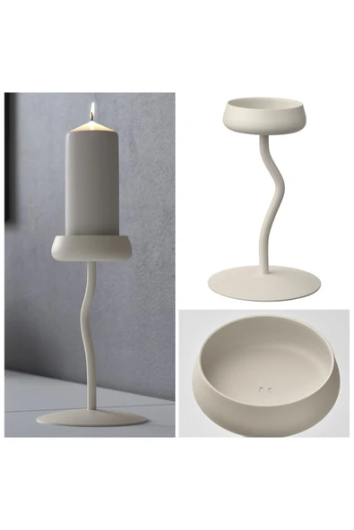 IKEA SILVERPARON 20 cm Beyaz Çelik Şamdan Sütun Mumluk