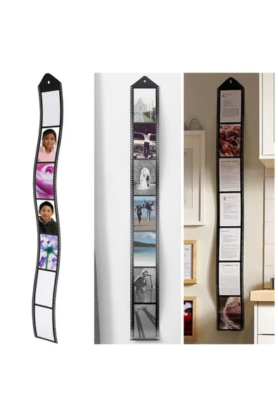 IKEA Drops 113 cm Siyah Film Şeridi 7 Bölmeli 10x15 cm Kolaj Fotoğraf Resim Çerçevesi