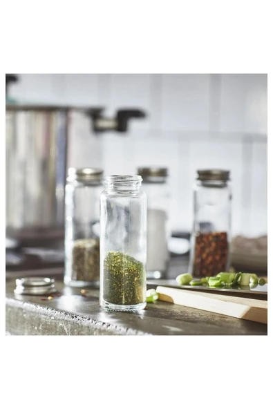IKEA Citronhaj Dörtlü Cam-Paslanmaz Çelik Baharat Kavanozu, 10 cl - 2