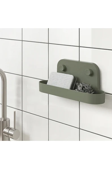 IKEA Öbonas 28x12 Cm Vantuzlu Mutfak Duvar Baharat Rafı Yeşil - 3