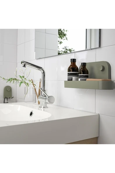 IKEA Öbonas Vantuzlu Duvar Rafı, Gri-yeşil, 28 Cm - 4