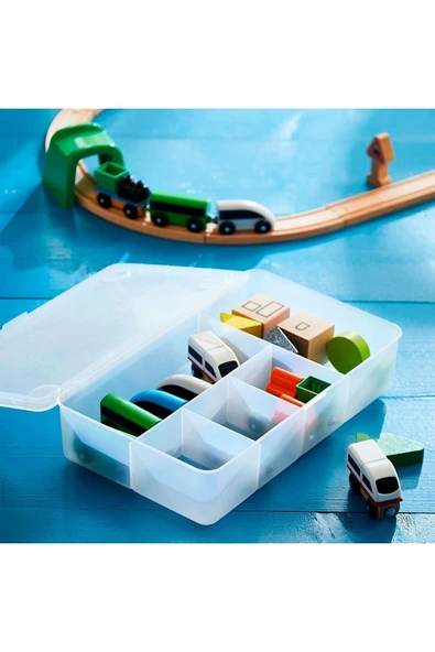 IKEA Kapaklı Bölmeli Kutu 34x21x8 Cm İkea Saklama Kutusu Takı Makyaj Malzemesi Kutusu Plastik - 2