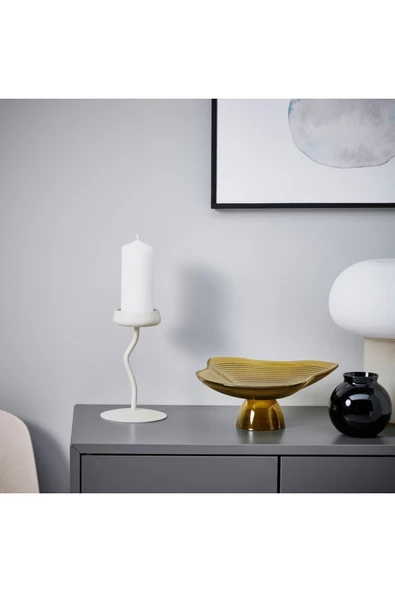 IKEA SILVERPARON 20 cm Beyaz Çelik Şamdan Sütun Mumluk - 4