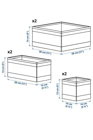 IKEA Premium Ürün Dayanıklı Sağlam Şık Tasarım Kumaş Dolap Çekmece Düzenleyici 6 Parça Kutu Seti SKUBB - 4