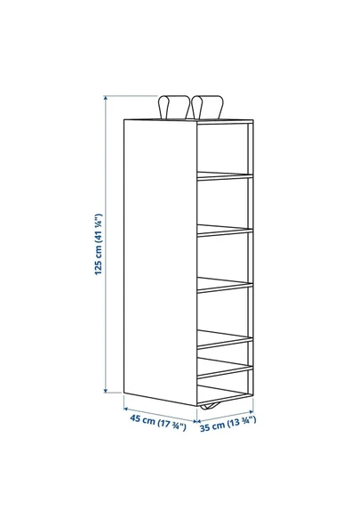 IKEA Dolap Içi Asılabilir Düzenleyici Bölmeli Raf A Kalite 35x125cm Kumaş Polyester Beyaz - 5