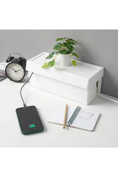 IKEA Kablo Düzenleme Kutusu, Beyaz, 32x14x12 Cm, Kapaklı - 2