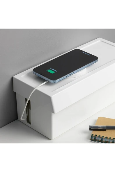 IKEA Kablo Düzenleme Kutusu, Beyaz, 32x14x12 Cm, Kapaklı - 4