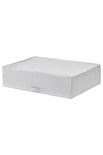 IKEA Dekoratif Beyaz-gri Kare Desenli Saklama Kutusu, Hurç, 71x51x18 Cm