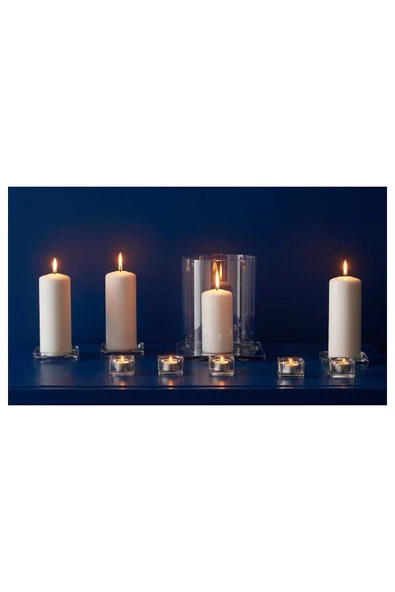 IKEA Cam Glasıg Mum Tabağı Cam 10x10 cm Kare Klasik Sunum Tabağı 1 BPA Free Gri - 3