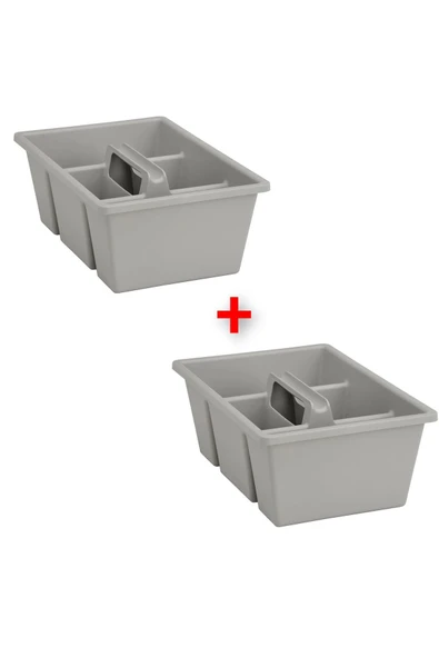 IKEA 2 Adet Bölmeli Düzenleme Kutusu 35x24x14 Cm İkea 2'li Set Kuplu Plastik Saklama Gri Kutu