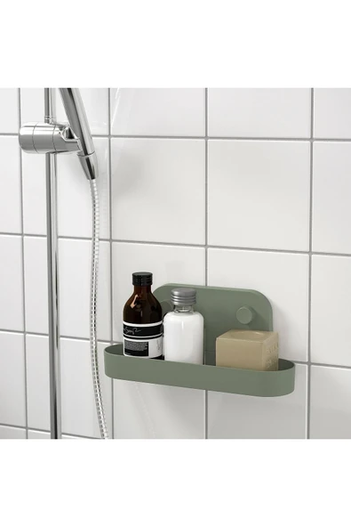 IKEA Öbonas Vantuzlu Duvar Rafı, Gri-yeşil, 28 Cm - 5