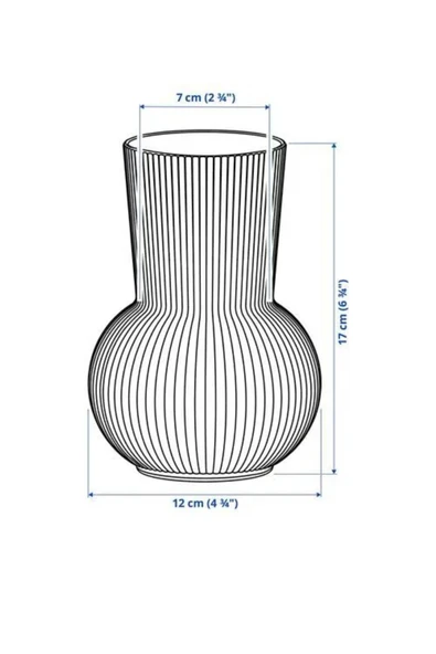IKEA Premium Ürün Küçük Boy 17 Cm Desenli Yüzey Yuvarlak Modern Cam Vazo - 5