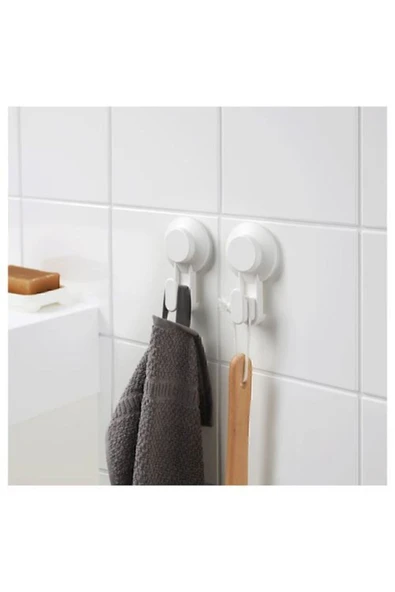 IKEA Beyaz Vantuzlu Yapıştırmalı Duvar Askı 2li - 3