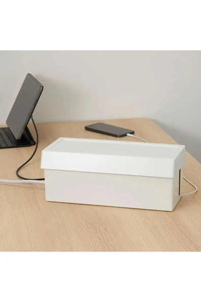 IKEA Kablo Düzenleme Kutusu, Beyaz, 32x14x12 Cm, Kapaklı - 6