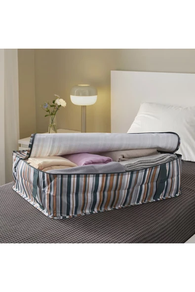 IKEA Sackkarra Çok Renkli 69x51x19 Cm Hurç Elbise Çarşaf Nevresim Giysi Saklama Kutusu Organizer - 4