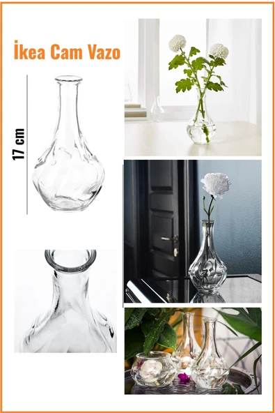 IKEA Vıljestark Dekoratif Cam Vazo, 17 Cm