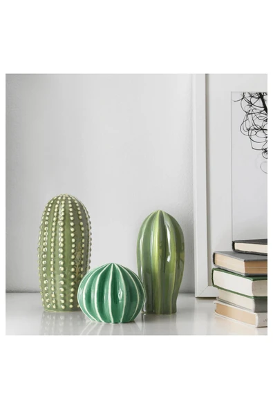 IKEA Dekoratif Aksesuar Kaktüs Seti 3 Parça Stoneware 18 cm - 3
