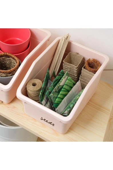 IKEA 2 Adet Açık Saklama Kutusu 19x26x15 Cm İkea 2'li Set Düzenleyici Kutu Plastik Pembe Renk - 2