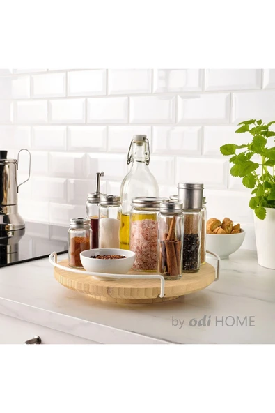 IKEA Ahşap Bambu Sunumluk Dönen Tabla Sunum Tahtası 28 cm