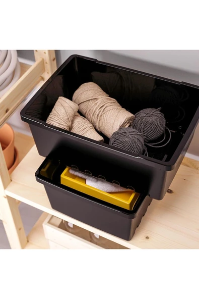 IKEA 3 Adet Çok Amaçlı Düzenleyici Kutu 35x25x14 Cm İkea 3'lü Set Plastik Saklama Kutusu Siyah - 2