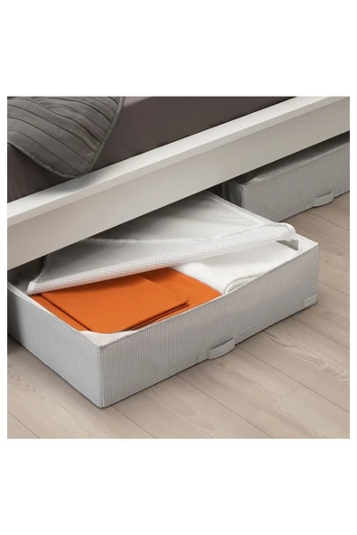 IKEA Dekoratif Beyaz-gri Kare Desenli Saklama Kutusu, Hurç, 71x51x18 Cm - 5