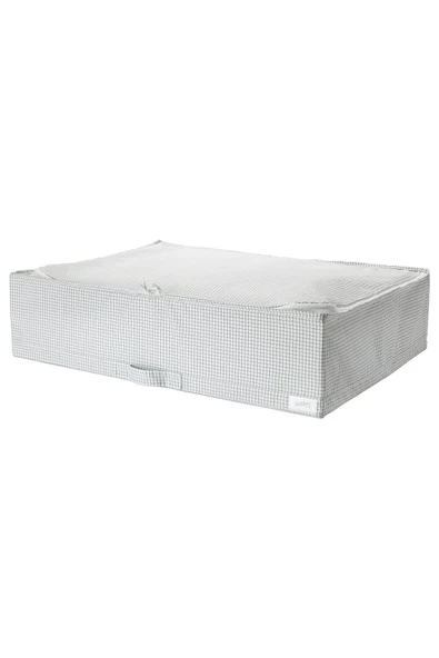 IKEA Dekoratif Beyaz-gri Kare Desenli Saklama Kutusu, Hurç, 71x51x18 Cm - 2