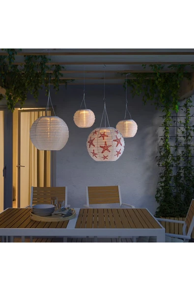 IKEA Solvınden 30 Cm Deniz Yıldızı Solar Güneş Enerjili Sarkıt Lamba Bahçe Teras Balkon Lambası - 3
