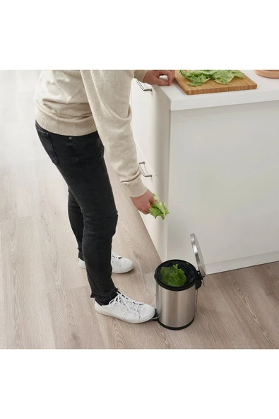 IKEA SNÖRPA çöp kutusu pedallı çöp Kovası , paslanmaz çelik, 5 lt - 2