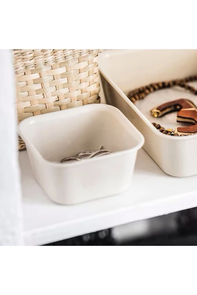 IKEA Nojıg Bej 10x10x5 Cm Kutu Ataşlık Organızer Düzenleyici Masaüstü Çekmece Içi Saklama Kutusu - 2