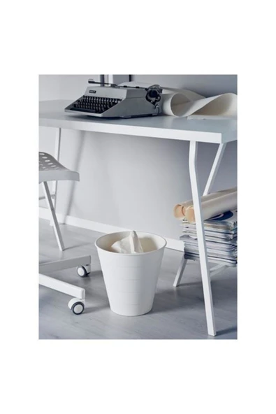 IKEA Çöp Kutusu Çöp Kovası Atık Kağıt Sepeti Yükseklik:28 Cm Çap: 28 Cm Polipropilen Plastik Beyaz - 2