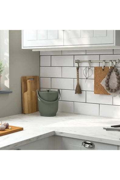 IKEA Çöp Kovası Katlanır Kulplu Kapağı Kenara Sabitlenebilir Polipropilen Plastik Mint Yeşili 4 lt - 5