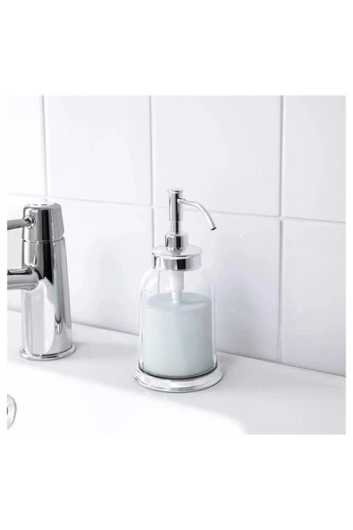 IKEA Balungen Sıvı Sabunluk - Şeffaf Cam - 300 ml - Krom Kaplama Başlık - 4