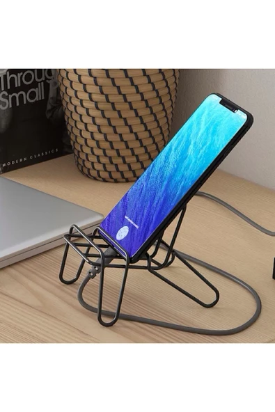 IKEA Krubbet Siyah Koltuk Şekilli Çelik Telefon Tablet Standı Tutucu - 2