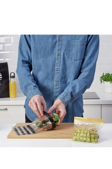 IKEA ISTAD kilitlenebilir buzdolabı poşeti, siyah-sarı, 1 lt ve 0,4 lt, 60 adet - 2