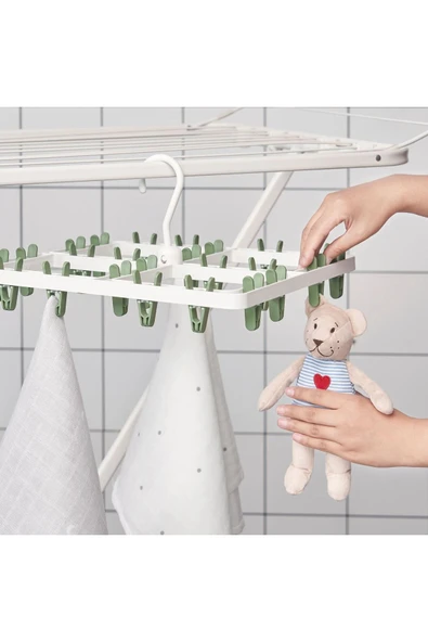 IKEA Askılık 36x36x4 Cm Kurutmalık 24 Mandallı Çamaşır Kurutması Çorap Askısı - 3