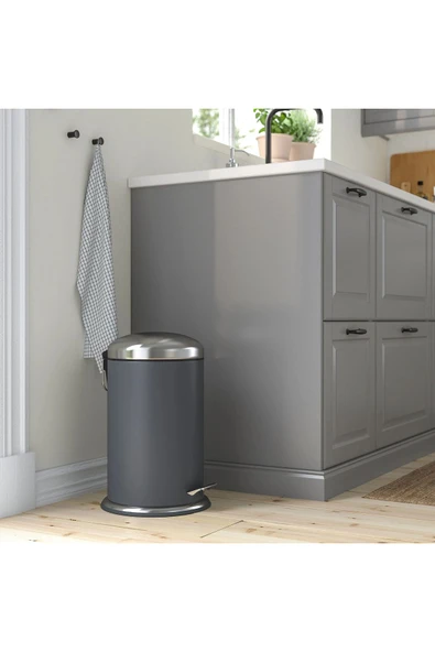 IKEA 2'li Banyo Seti Çöp Kovası Tuvalet Fırçası Paslanmaz Çelik Büyük Boy 12 litre 45 cm - 2