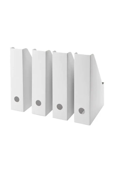 IKEA Fluns 4 Lüç Set Beyaz Kutu Klasör Dosyalık Magazinlik Evrak Dergi Dosyası 4. Adet - 4