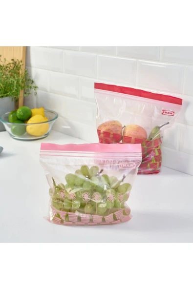 IKEA ISTAD Kilitlenebilir Buzdolabı Poşeti, Kırmızı-Pembe, 2,5 Lt Ve 1,2 Lt, 50 Adet - 5