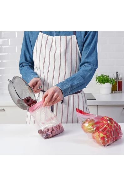 IKEA Istad Kilitlenebilir Buzdolabı Poşeti, Kırmızı-pembe, 2,5 Lt X 1,2 Lt, 50 Adet - 2