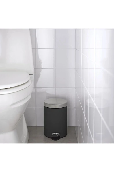 IKEA 2'li Banyo Seti - Banyo Çöp Kutusu / Kovası 3 lt ve Tuvalet Fırçası 38cm - Siyah - 3