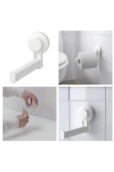 IKEA Banyo Tuvalet Kağıtlığı Vantuzlu 15 Cm Alet Gerekmeden Kolayca Monte Edilir