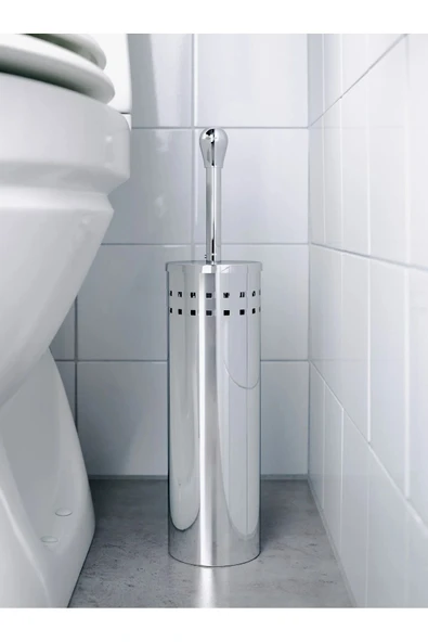 IKEA 2'li Banyo Seti Çöp Kovası Tuvalet Fırçası Paslanmaz Çelik 5 litre Gri - 6