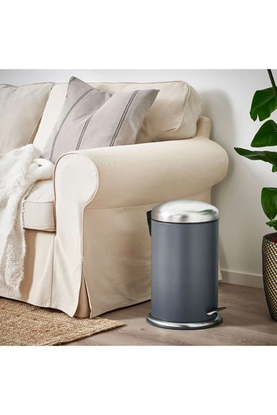 IKEA Banyo & Mutfak Çöp Kovası Büyük Boy Çelik Malzeme 45cm 12 Litre Koyu Gri - 2