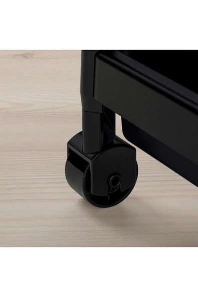 IKEA Vesken Servis Sehpası, Tekerlekli Çok Amaçlı Raf Siyah, 54x18x71 Cm - 3