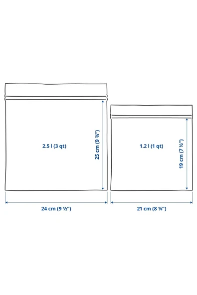 IKEA 50 Adet Kilitli Buzdolabı Poşeti İkea Kilitlenebilir Poşet (25 Adet 1,2 litre + 25 Adet 2,5 litre) - 4