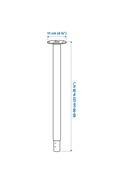 IKEA Olov Ayarlanabilir Ayak Siyah 60-90 Cm Yükseklik Ayarlı Çelik Masa Çalışma Masası Ayağı 1 Adet - 3
