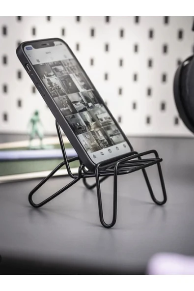 IKEA Krubbet Siyah Koltuk Şekilli Çelik Telefon Tablet Standı Tutucu - 3