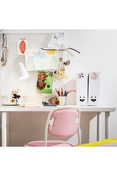 IKEA Karton Tjabba Gülen Yüz 2 Li Set Beyaz Karton Klasör Dosyalık Magazinlik Evrak Dergi Dosyası - 3